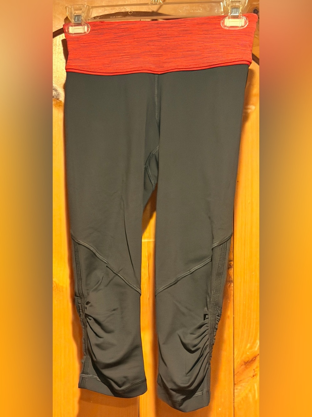 lululemon athletica Run For Your Life  Black Leggings with Red Waistband